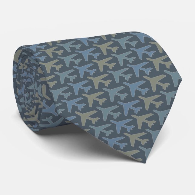Airplane Tie Armani Gray on Gray (Rolled)
