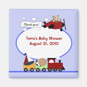 AIRPLANE & TRAIN Baby Shower Favour Magnet