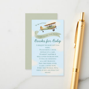 Airplane Vintage Baby Shower Books for Baby Enclosure Card