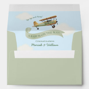Airplane Vintage Baby Shower Invitation Envelope
