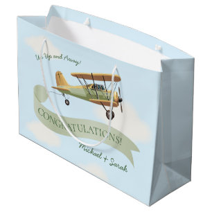 Airplane Vintage Baby Shower Large Gift Bag