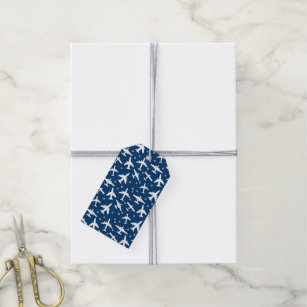 Airplanes Blue White Pattern Gift Tags