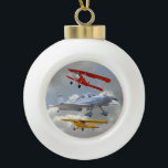 AIRPLANES CERAMIC BALL CHRISTMAS ORNAMENT<br><div class="desc">Colourful aeroplanes in a cloudy sky.</div>
