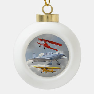 AIRPLANES CERAMIC BALL CHRISTMAS ORNAMENT