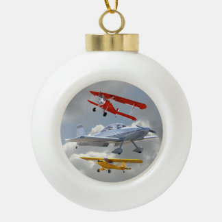 AIRPLANES CERAMIC BALL CHRISTMAS ORNAMENT