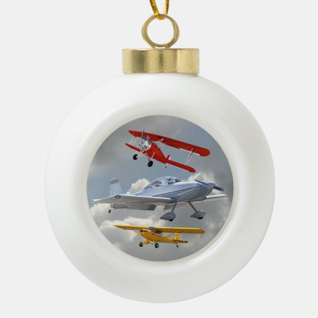AIRPLANES CERAMIC BALL CHRISTMAS ORNAMENT (Front)