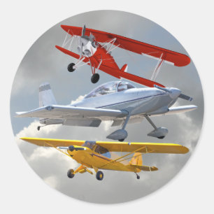 AIRPLANES CLASSIC ROUND STICKER