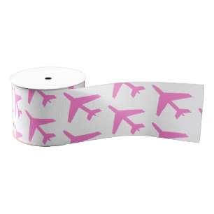 Airplanes Pink Travel Pilot Aviation Flight Crew Grosgrain Ribbon