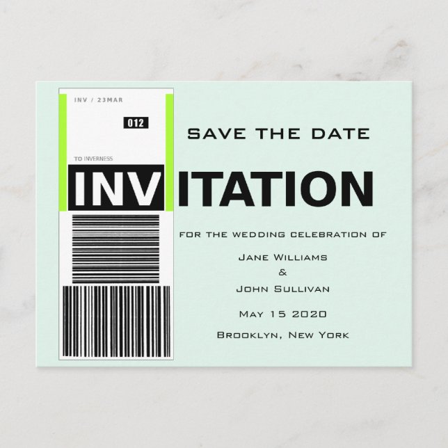 Airport Baggage Claim Theme Wedding Save The Date Announcement Postcard (Front)