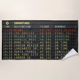 Airport Board (customisable) Beach Towel