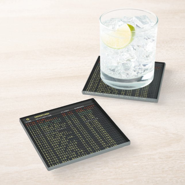 Airport Board (customisable) Glass Coaster (Angled)