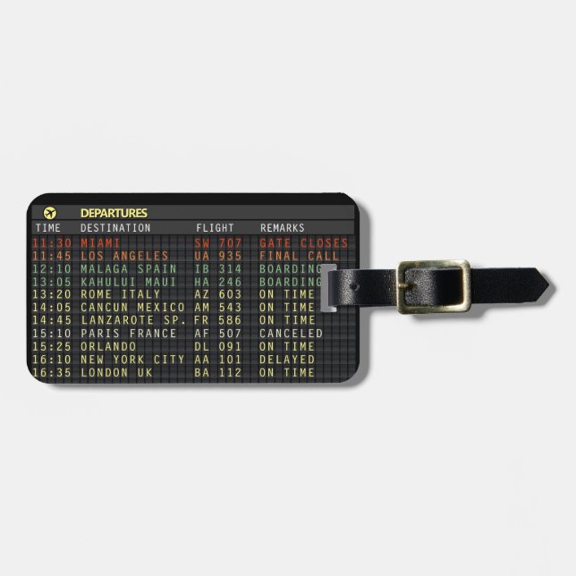 Airport Board (customisable) Luggage Tag (Front Horizontal)
