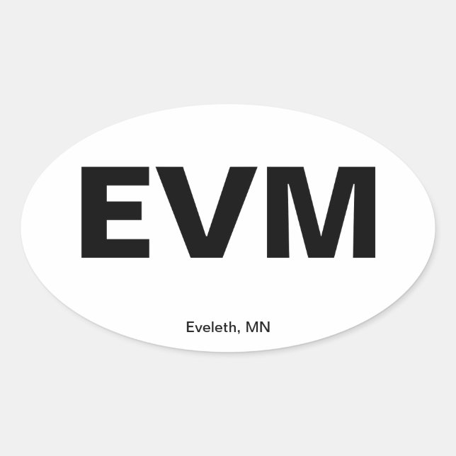 Airport Code - Eveleth, Minnesota Oval Sticker (Front)