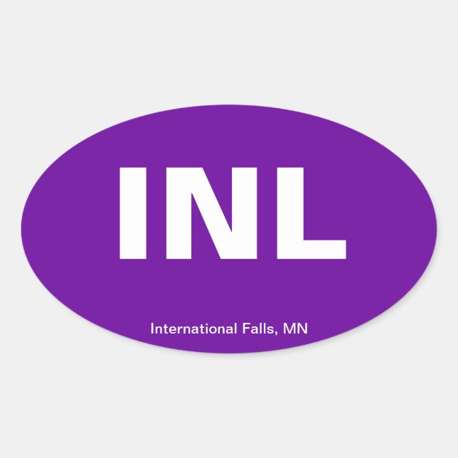 Airport Code - International Falls, Minnesota Oval Sticker (Front)