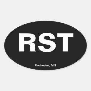 Airport Code - Rochester, Minnesota Oval Sticker