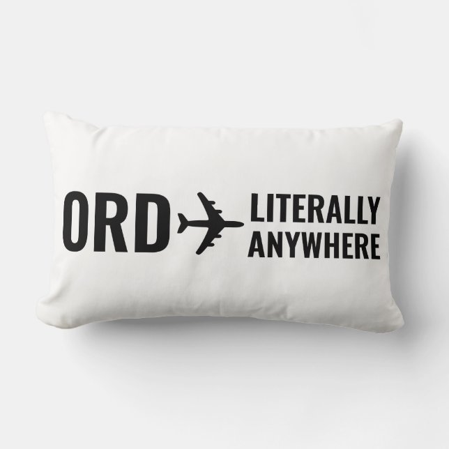 Airport Code Travel Vacation Lover Black White Lumbar Cushion (Front)