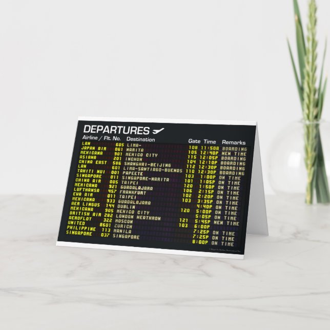 Airport Departures Greeting Card (Front)