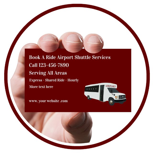 Airport Shuttle Transportation Taxi Business Cards (Creator Uploaded)