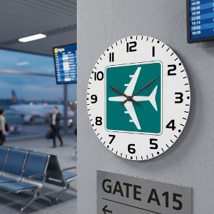Airport Symbol Sign Aeroplane Travel Icon  Large Clock