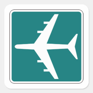 Airport Symbol Sign Aeroplane Travel Icon  Square Sticker