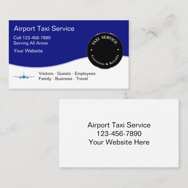 Airport Taxi Service Business Cards (Front/Back)