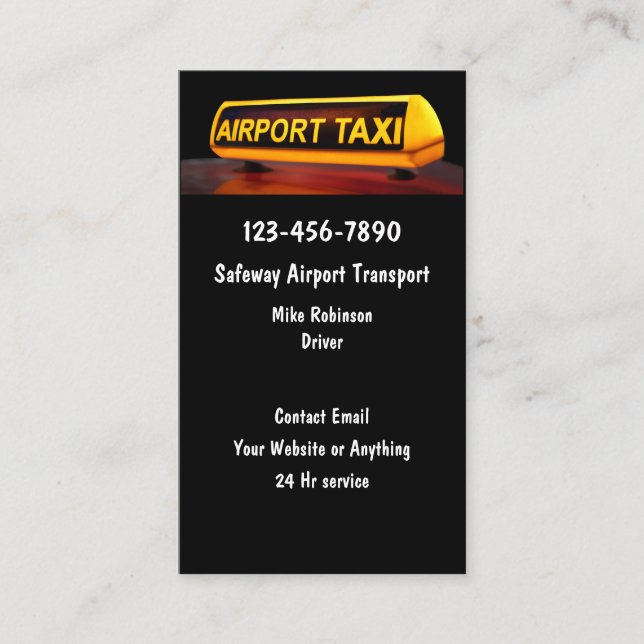 Airport Taxi Transportation Business Cards (Front)