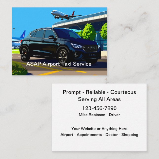Airport Taxi Transportation Service Business Card (Front/Back)
