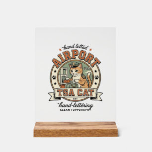 Airport TSA Cat Airport TSA Cat Vintage Vector Art Acrylic Sign