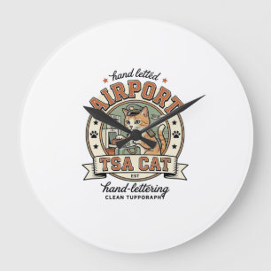 Airport TSA Cat Airport TSA Cat Vintage Vector Art Large Clock