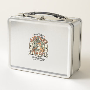 Airport TSA Cat Airport TSA Cat Vintage Vector Art Metal Lunch Box