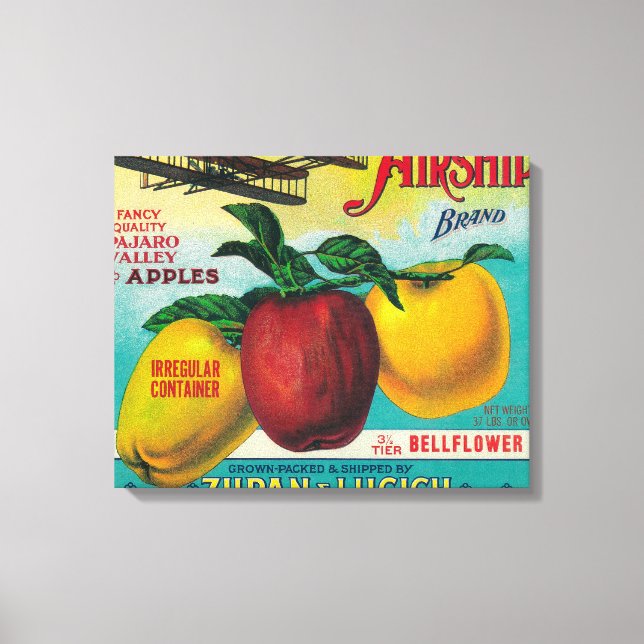 Airship Apple Crate LabelWatsonville, CA Canvas Print (Front)
