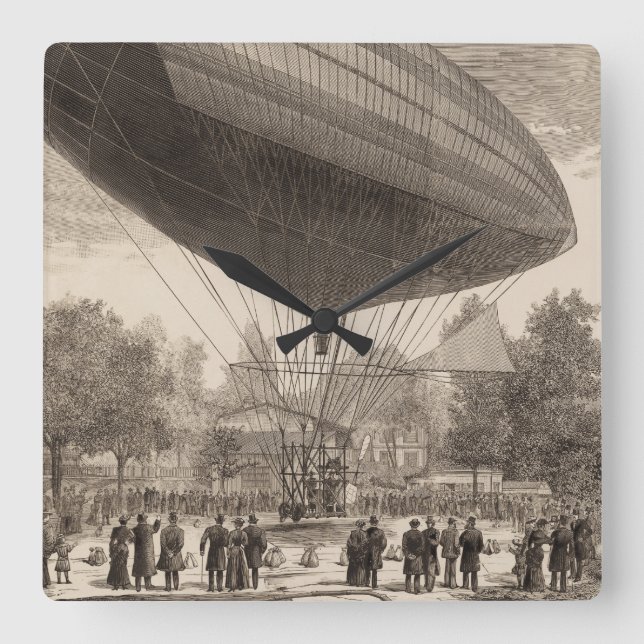 Airship at Auteuil Square Wall Clock (Front)