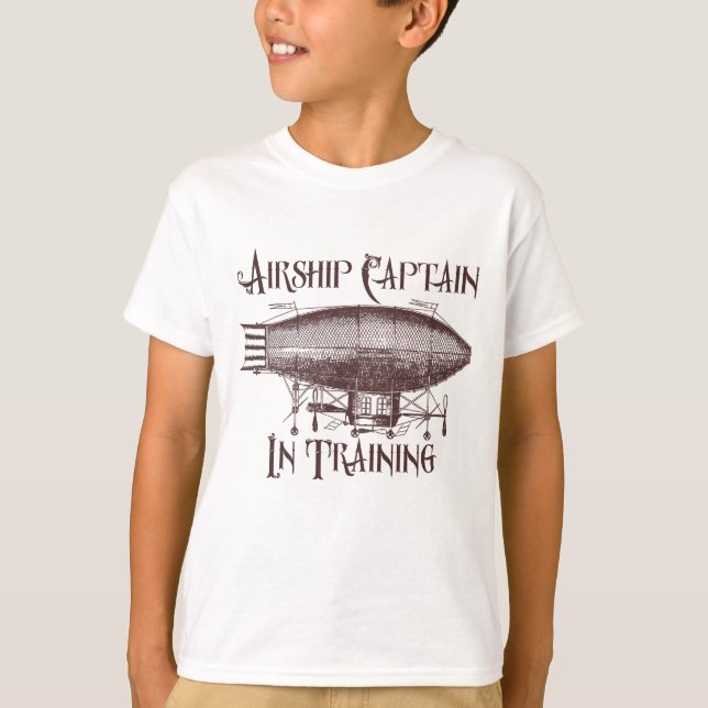 Airship Captain in Training, Steampunk for Kids T-Shirt (Front)