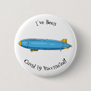 Airship cartoon illustration 6 cm round badge
