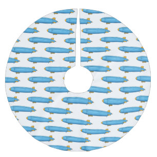Airship cartoon illustration brushed polyester tree skirt