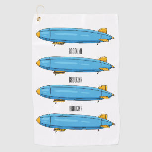 Airship cartoon illustration golf towel