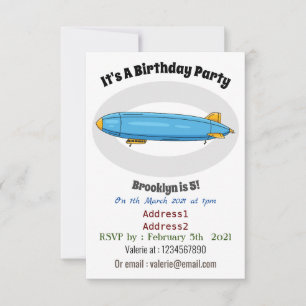 Airship cartoon illustration invitation