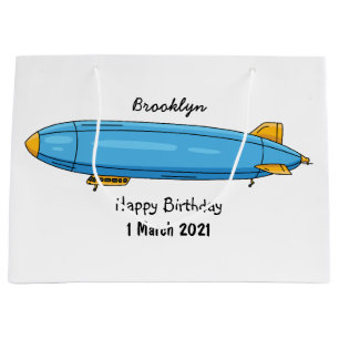 Airship cartoon illustration large gift bag
