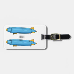 Airship cartoon illustration luggage tag