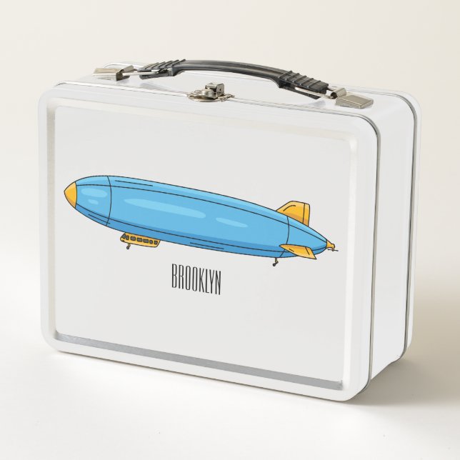 Airship cartoon illustration metal lunch box (Front)