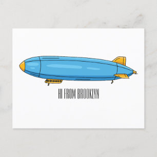 Airship cartoon illustration postcard