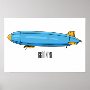 Airship cartoon illustration poster