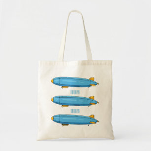 Airship cartoon illustration tote bag
