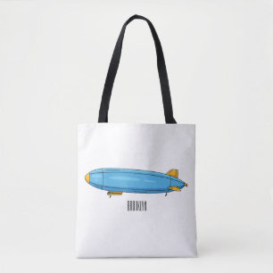 Airship cartoon illustration tote bag