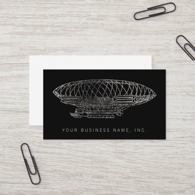 Airship (Letterpress Style) Business Card (Front/Back In Situ)