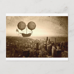 Airship Over Chicago Postcard