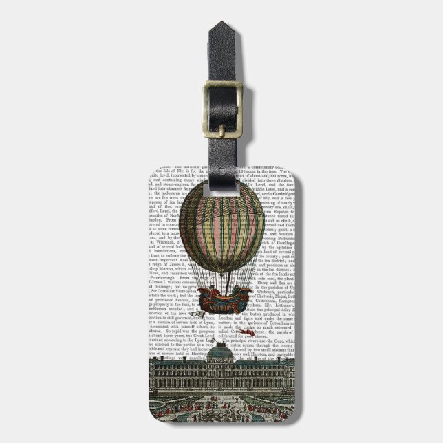 Airship Over City Luggage Tag (Front Vertical)