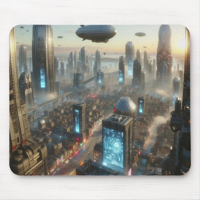 Airships Above the Megacity Mouse Mat (Front)