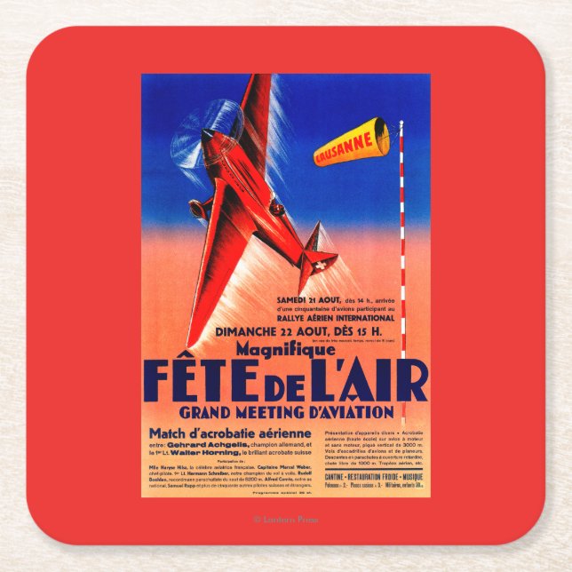 Airshow Featuring Haryse Hilsz Promotional Poste Square Paper Coaster (Front)