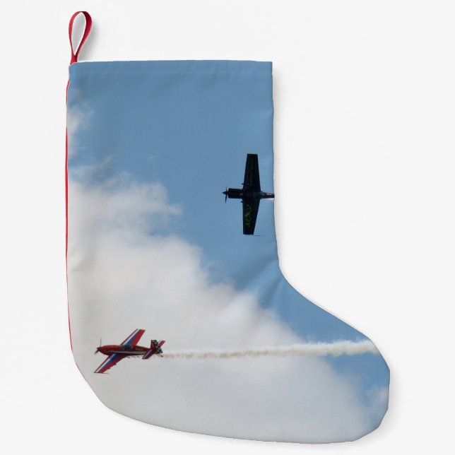 Airshow Fixed Wing Aeroplane Dogfight Small Christmas Stocking (Front)